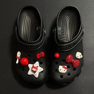 Kawaii Red Hello Kitty Plush Crocs Shoe Charms Y2K Fun Accessories 8PCS